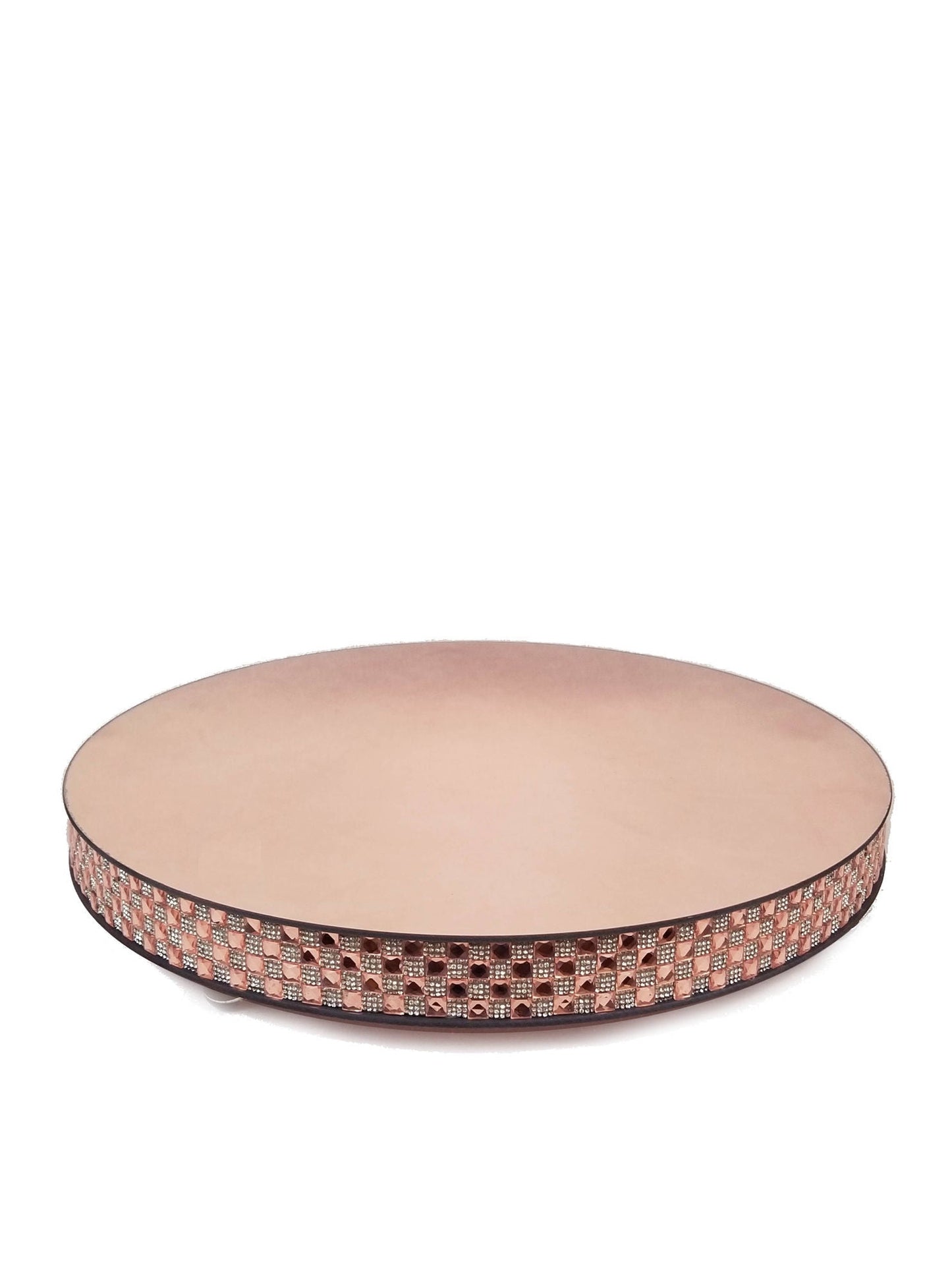 1711204 RGD - Rose Gold Round Mirror Cake Stand 20"
