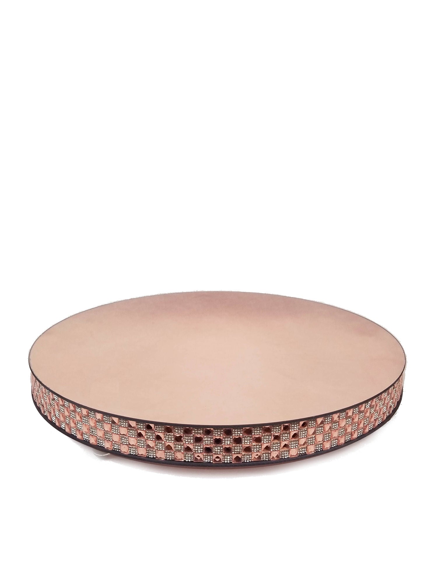1711204 RGD - Rose Gold Round Mirror Cake Stand 20"