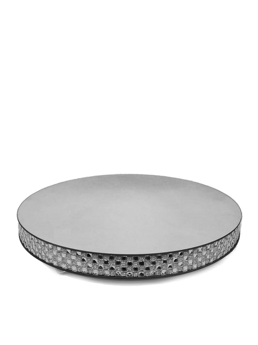 1711204 SL -  Silver Round Mirror Cake Stand 20"