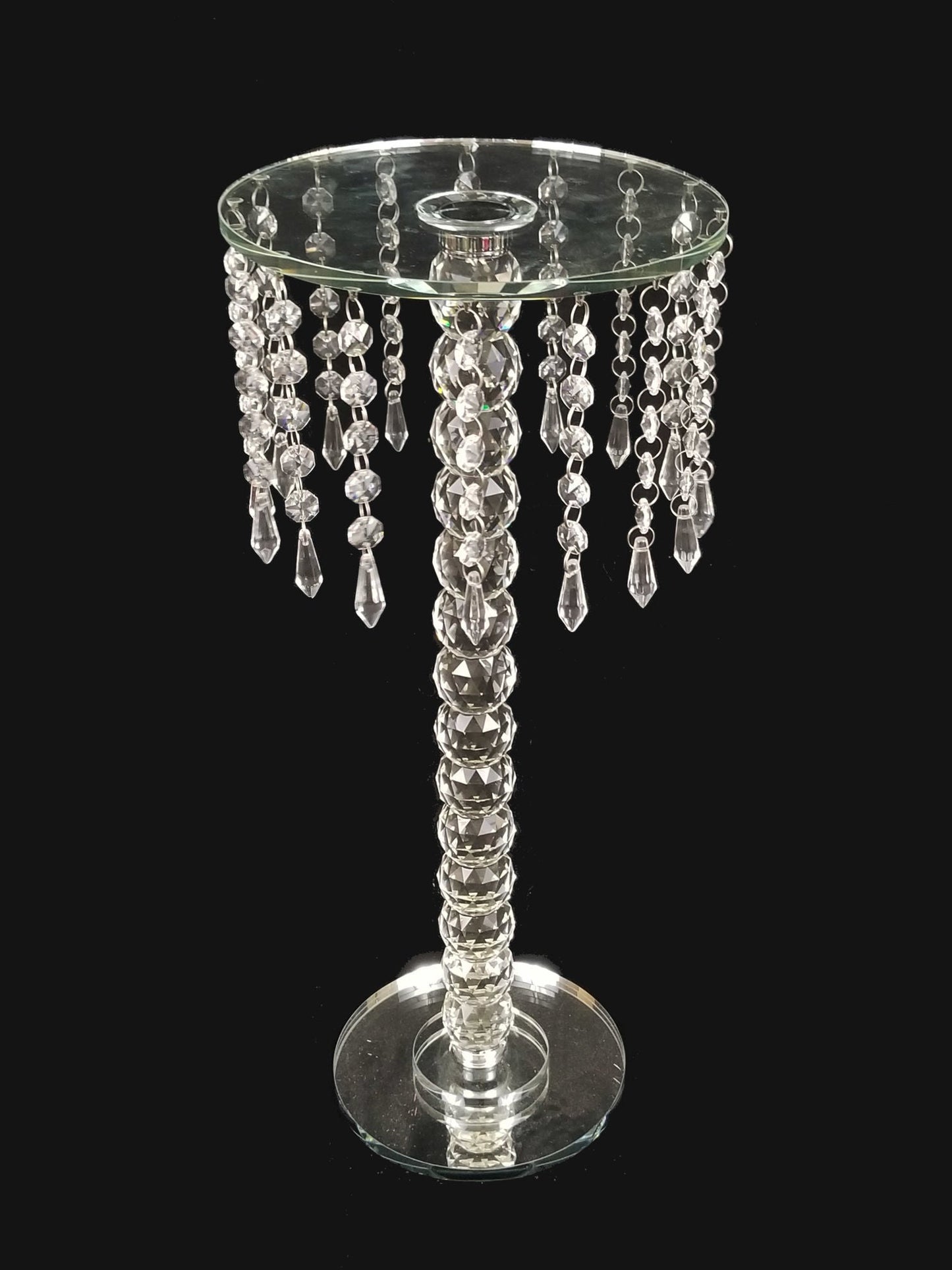 CH4466 - 20" Tall Rounded Crystal Stand with Hanging Crystal