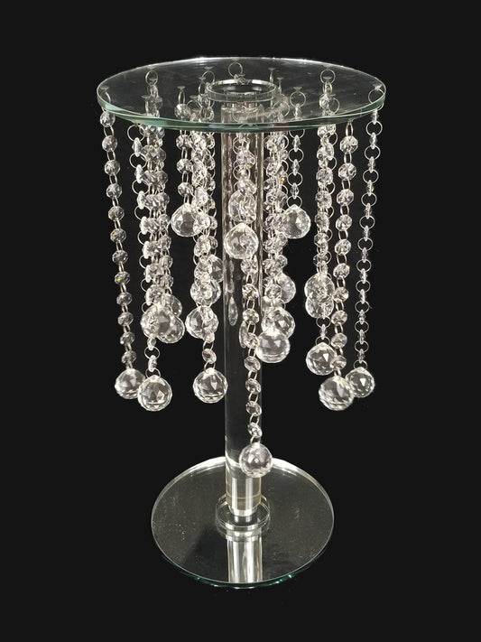 CH6220-M - 19.5" Tall Rounded Crystal Stand with Sphere Hanging Crystal