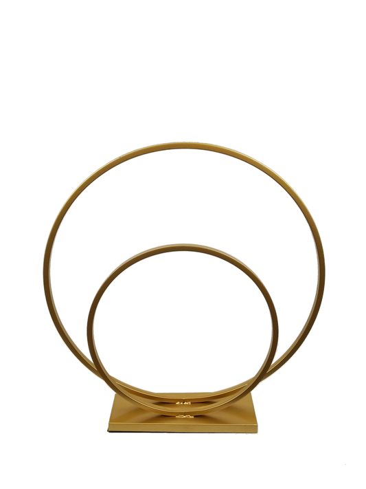 VC7555 B Gold - 21.5" Double Hoop Metallic Gold Flower Wreath