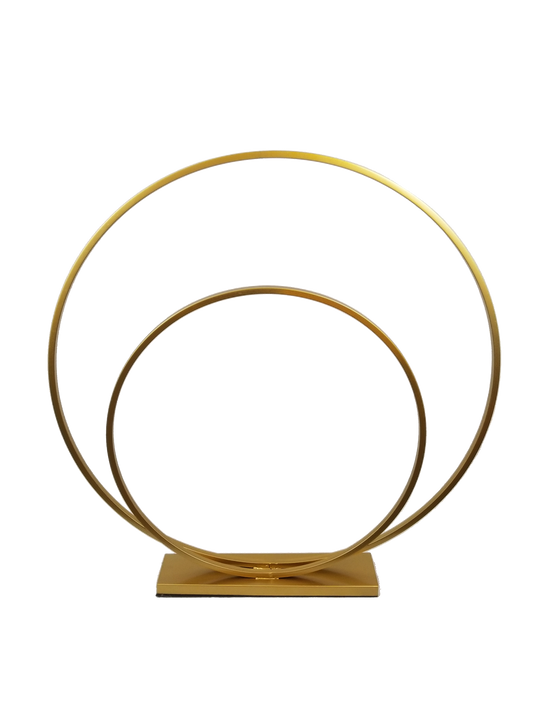 VC7555 A Gold - 30" Double Hoop Metallic Gold Flower Wreath