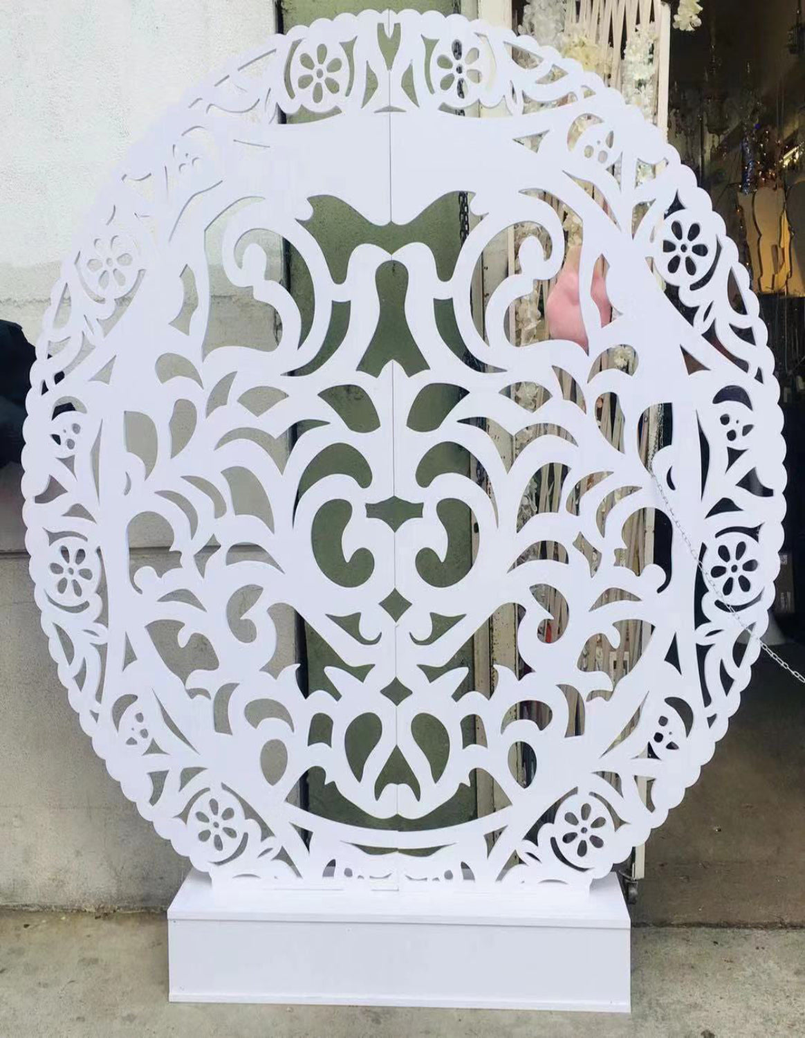 6' White Round PVC foam Backdrop with Design Cutout