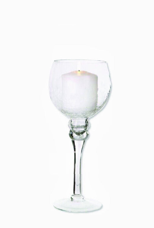 CH451 - 12" Clear Long Stem Globe Glass Vase Candle Holder