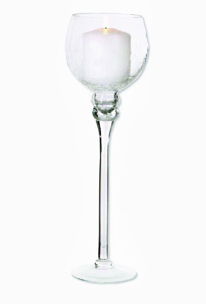 CH453 - 20" Clear Long Stem Globe Glass Vase Candle Holder