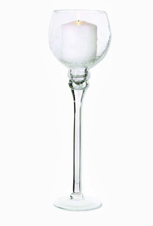 CH453 - 20" Clear Long Stem Globe Glass Vase Candle Holder