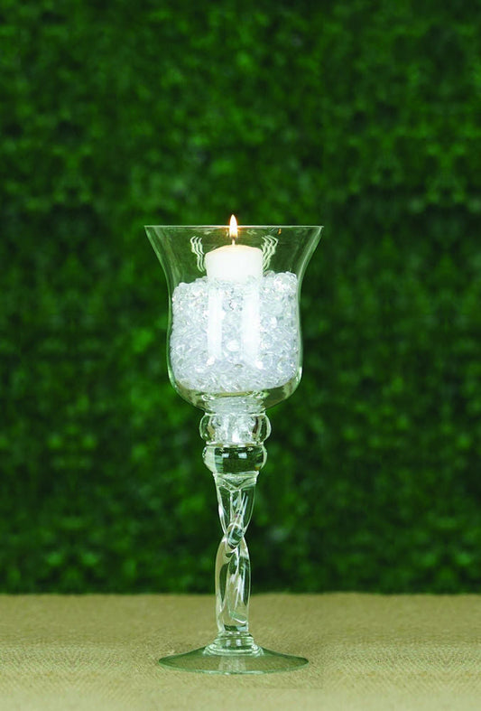 12" Hurricane Long Stem Glass Vase Candle Holder