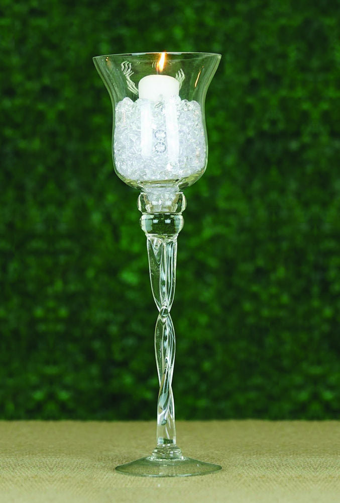 16" Hurricane Long Stem Glass Vase Candle Holder