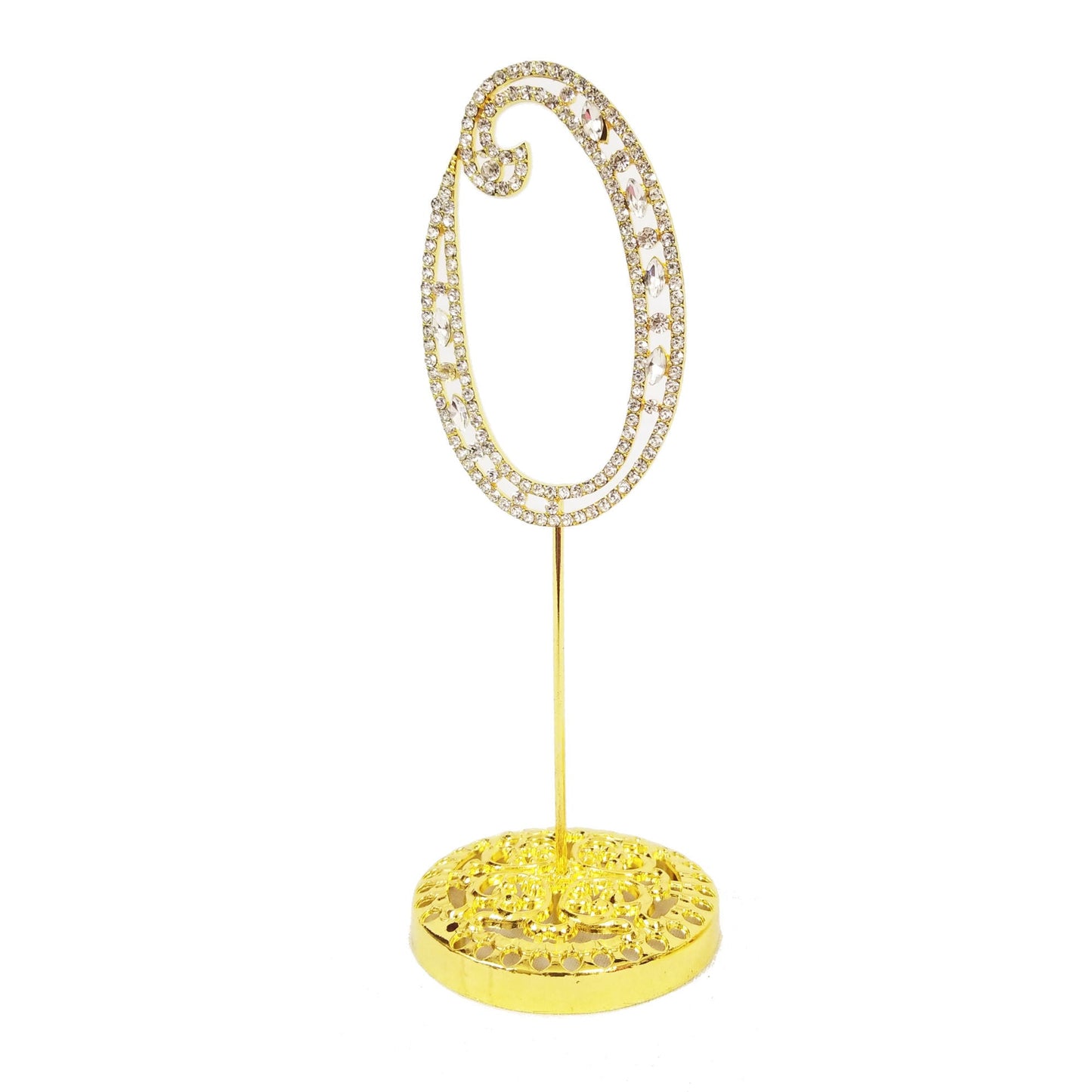 Number 0 Gold Rhinestone Crystal Metal Cake Topper, Silver, 3-3/4-Inch