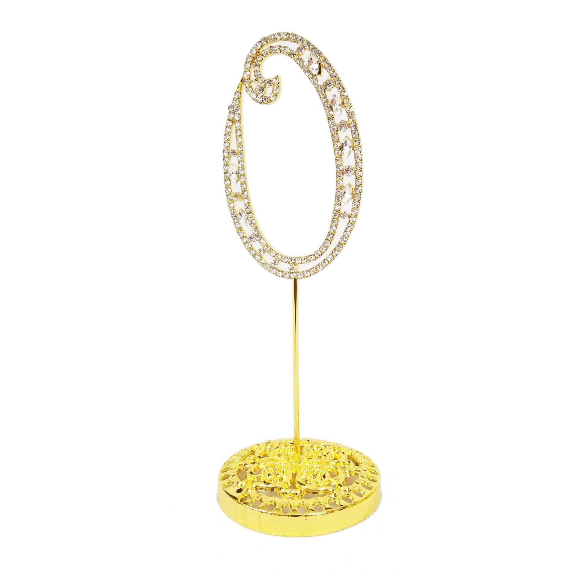 Number 0 Gold Rhinestone Crystal Metal Cake Topper, Silver, 3-3/4-Inch