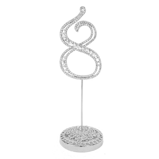 Number 8 Silver Rhinestone Crystal Metal Cake Topper  3-3/4-Inch