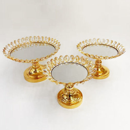 F945 - Gold Cake Stand Set with Mirror Top