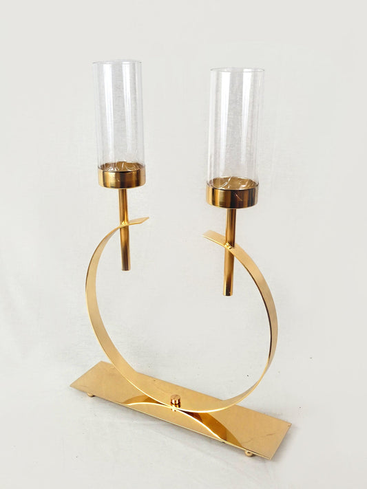 HT8002 - Gold Hooped Candle Holder Centerpiece 24"