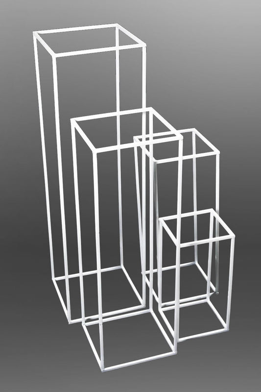 JT-201905-WT - Set Of 4 WHITE Wedding Wire Metal Column Pillar