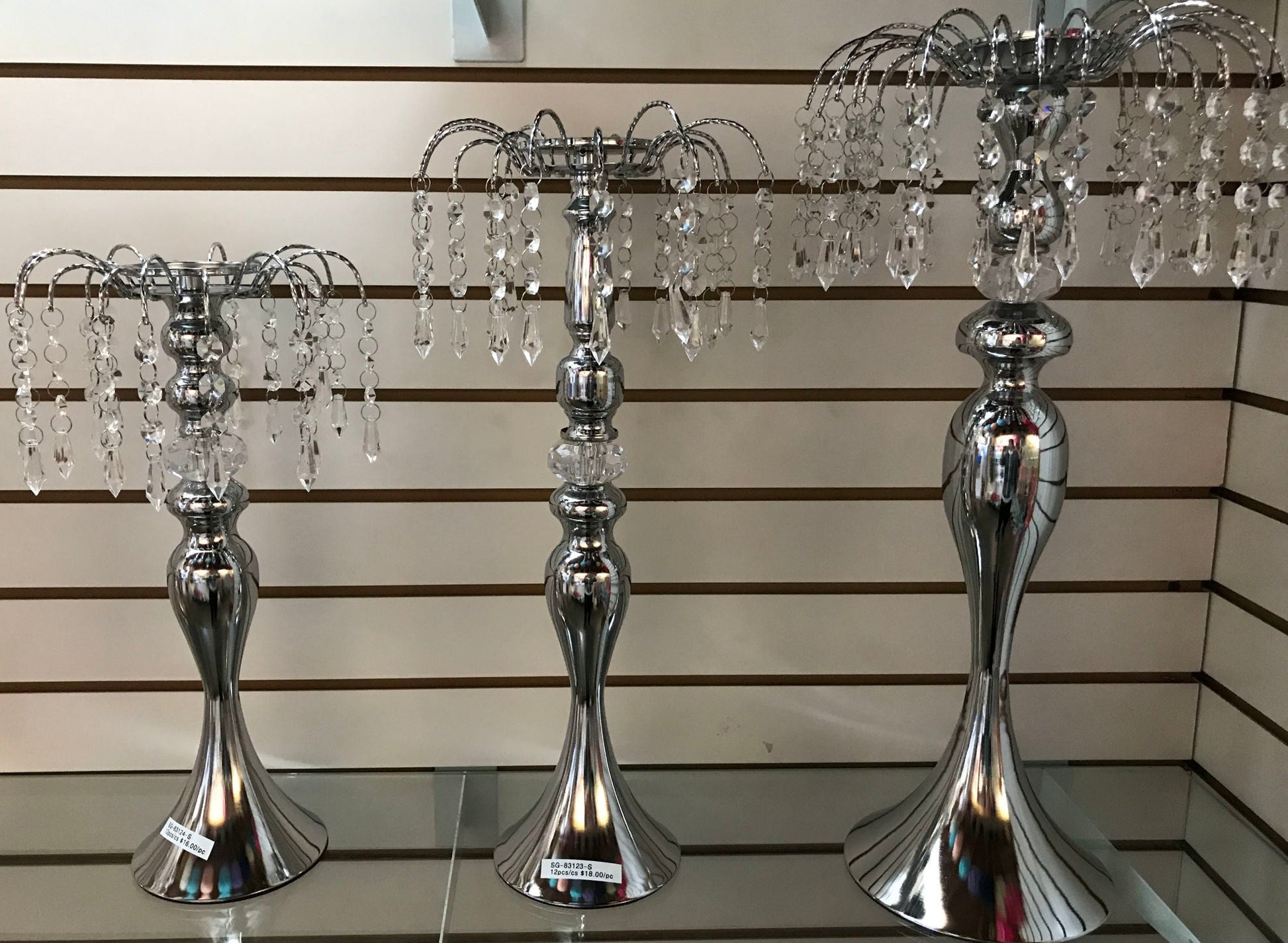 Silver Crystal Hanging Flower Riser