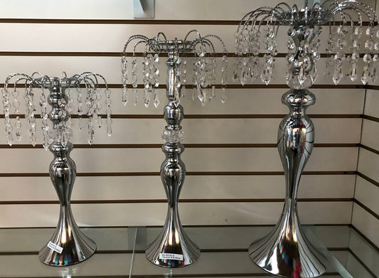 Silver Crystal Hanging Flower Riser