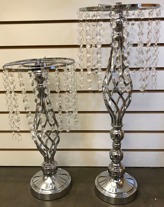 Silver Chandelier Crystal Flower Holder