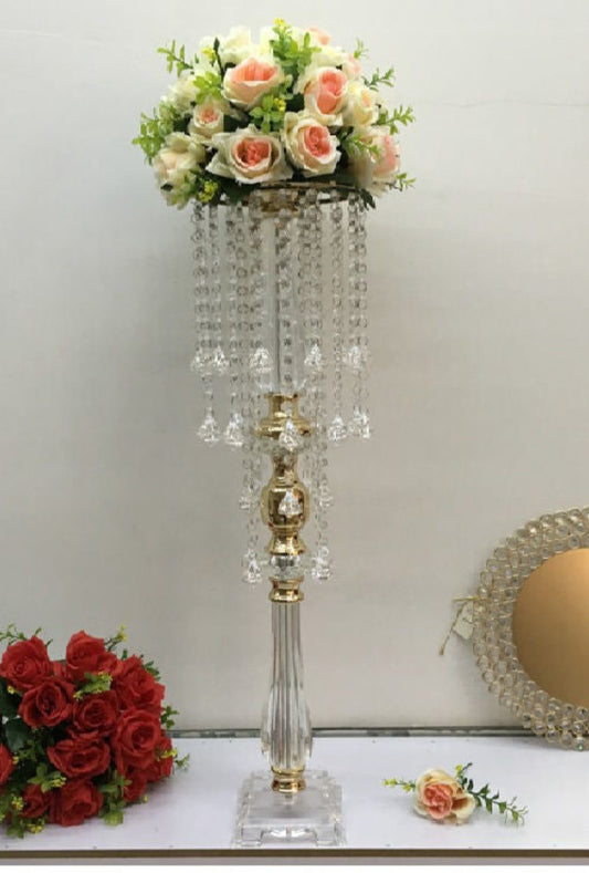 9056GD Clear Acrylic Gold flower Risers with Crystal