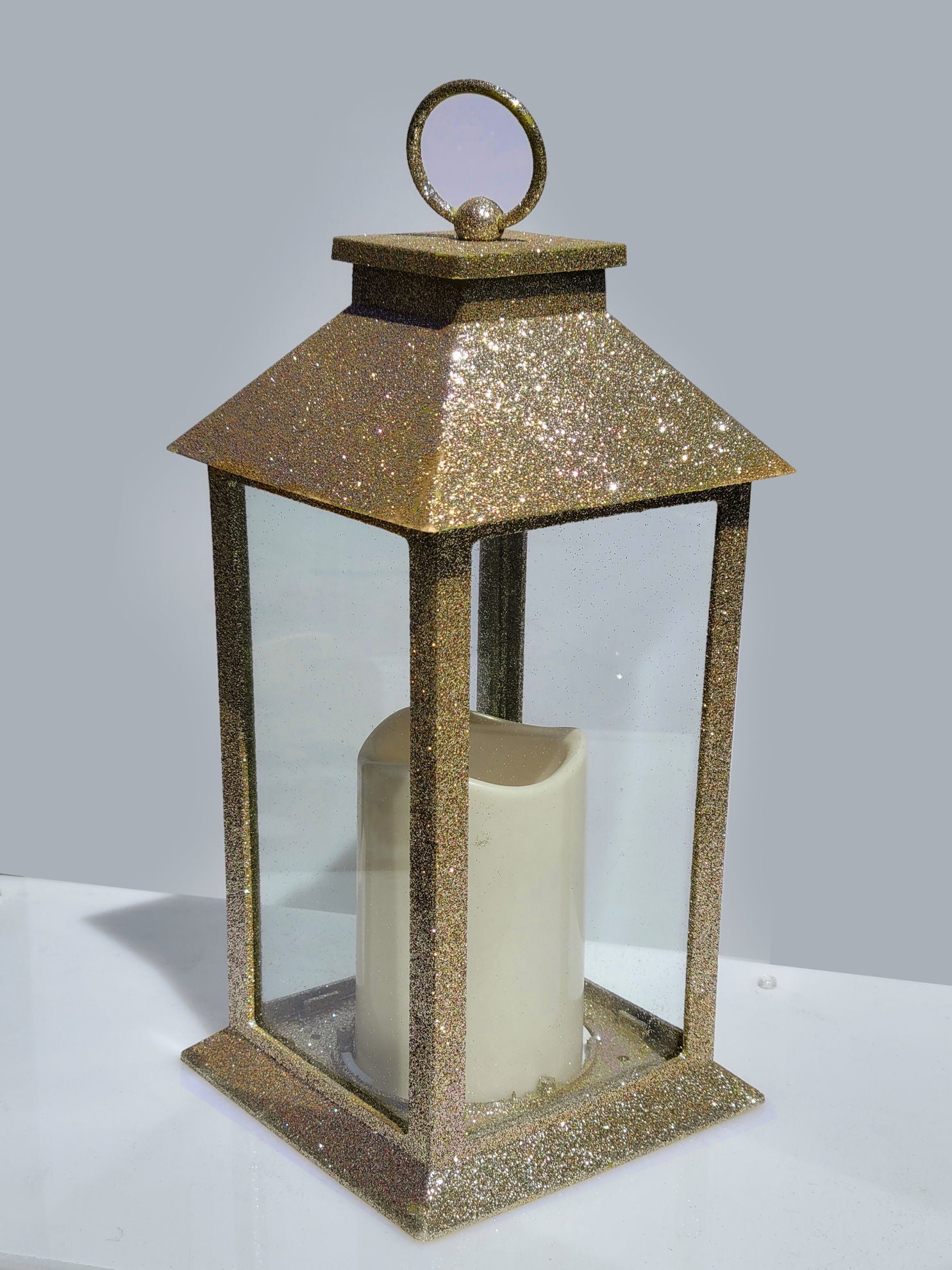 LED Glitter Lantern Gold
