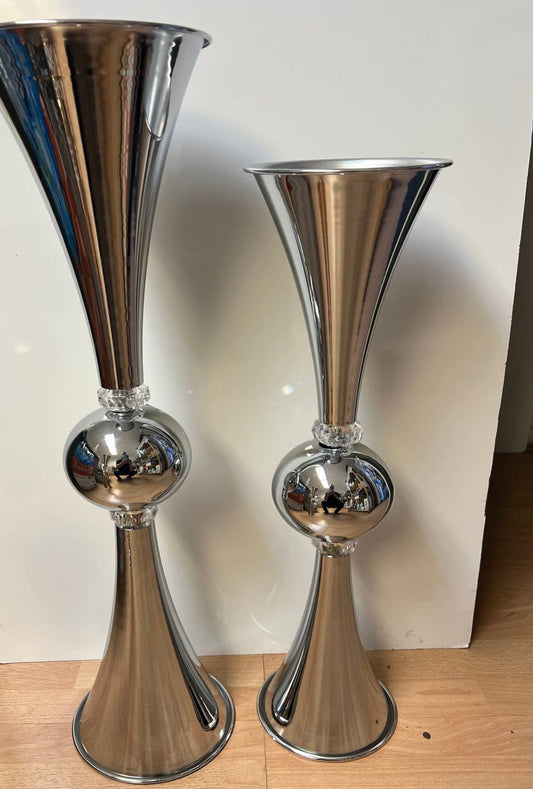 9217 - Silver Metal Reversible Trumpet with crystal