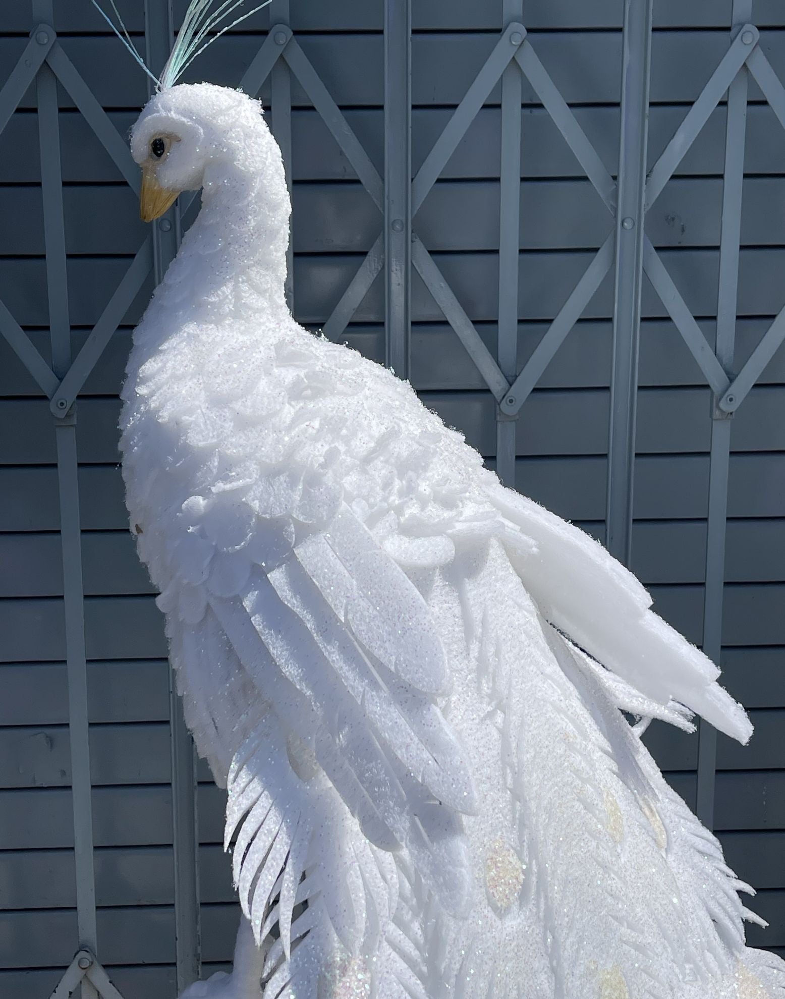 Large White Decorative Peacock