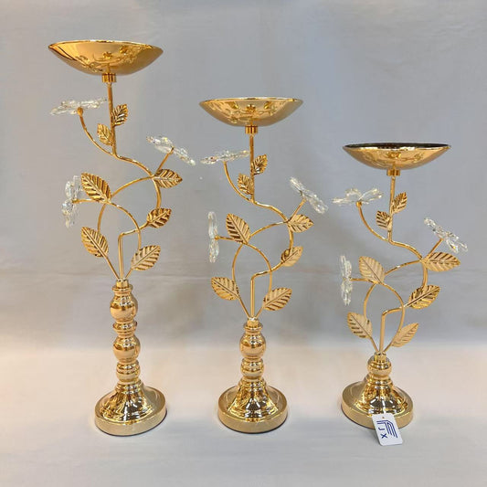  Gold Floral Candle Holders 
