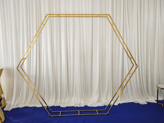 Gold Metal Hexagon Arch 7 Feet