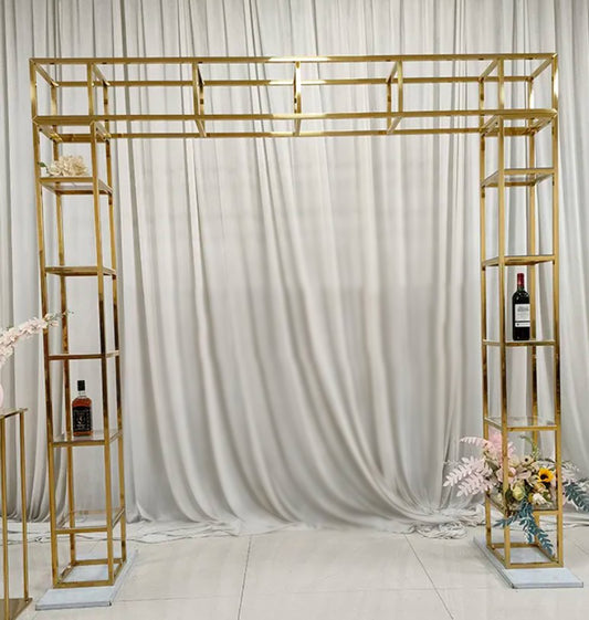 Shiny Gold Metal Square Arch 8 feet tall