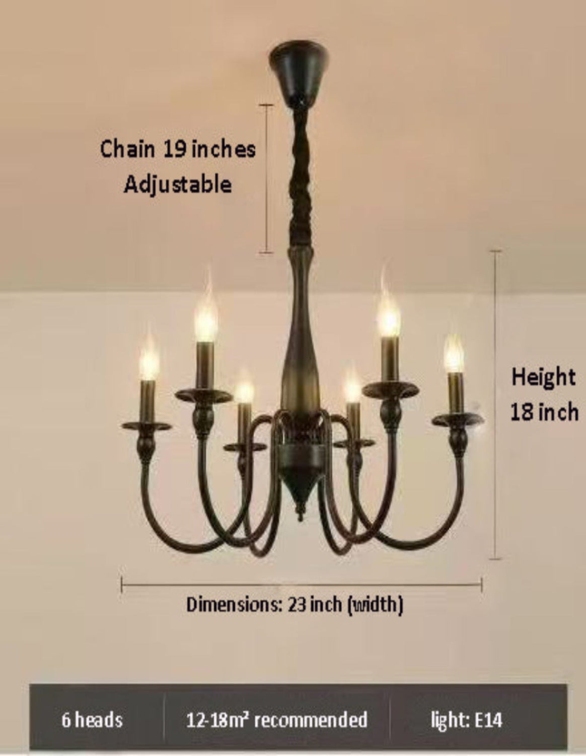 Elegant 6-Light Vintage Chandelier