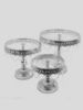 Picture of Set of 3 Round Cake Stands with Dangling Crystals