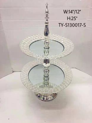 Picture of Two-Tier Cupcake Stand with Mirror Top and Crystals