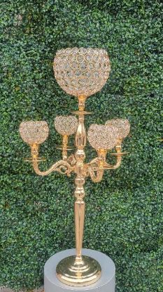 Picture of Metal Candle Holder with 4 Arms and Crystal-Encrusted Ball Top