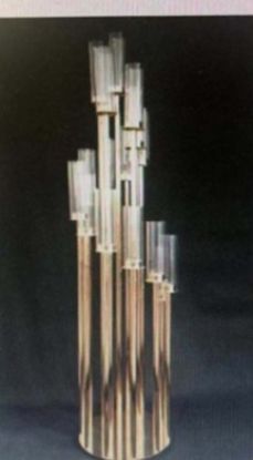 Picture of 10-Head Metal Candelabra with Glass Hurricanes