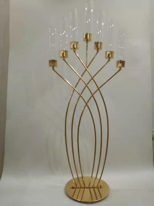 Picture of 7-Head Elegant Candle Holder with Glass Hurricanes