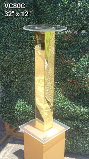 Picture of Acrylic Flower Stand for Wedding with Shiny Gold Mirror Body